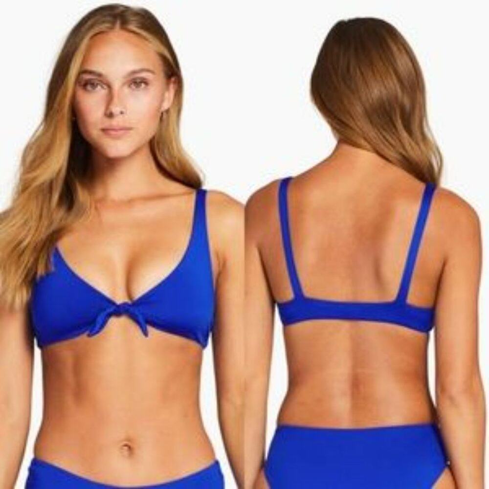 NWT Vitamin A Lou Front Tie Blue Swim Top
